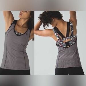 LULULEMON super sport tank mini pop stripe
black mink berry So Fly butterfly top